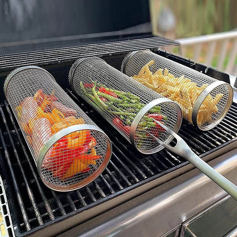 BBQ360Gril™ | PANIER DE CUISSON CYLINDRIQUE POUR BARBECUE EN INOX - CuisinoLand